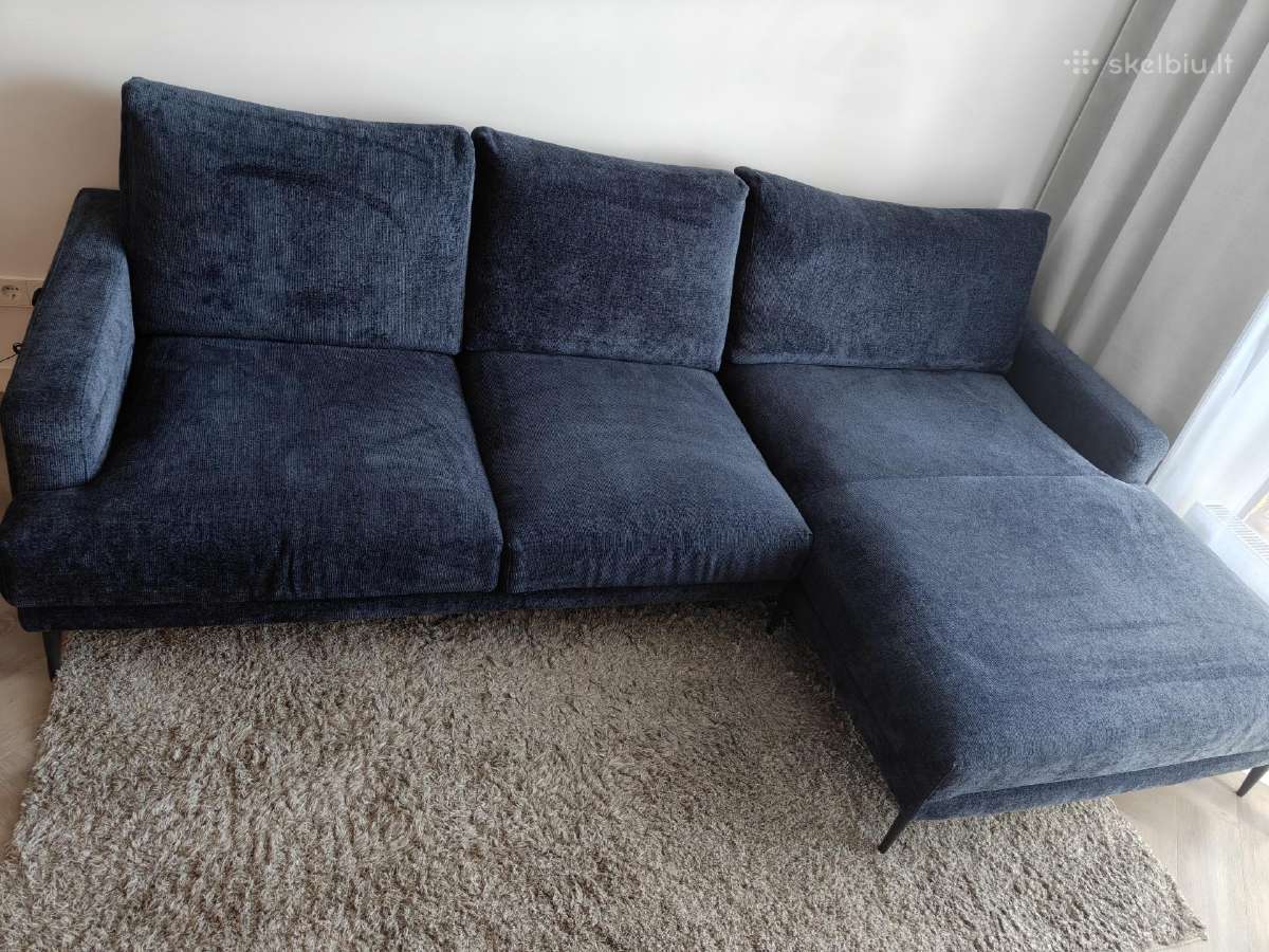 Vilmers sofa su pailginta dalimi, tamsiai mėlyna - nuotraukos Nr. 2