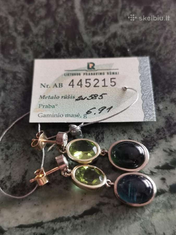 585 prabuotiauskarai su peridotais ir turmalinais. - nuotraukos Nr. 7