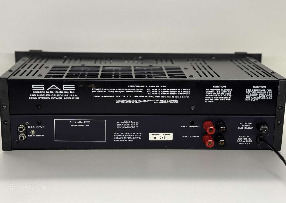 Vintažinis Sae 2200 Stereo Power Amplifier - nuotraukos Nr. 2
