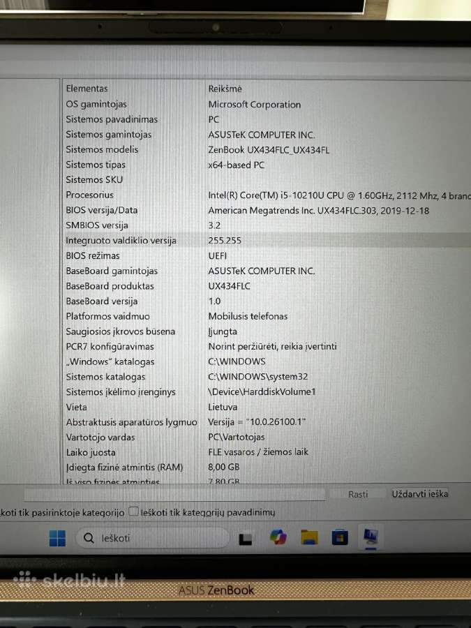 Nešiojamas kompiuteris Asus Zenbook Ux434fl - nuotraukos Nr. 6