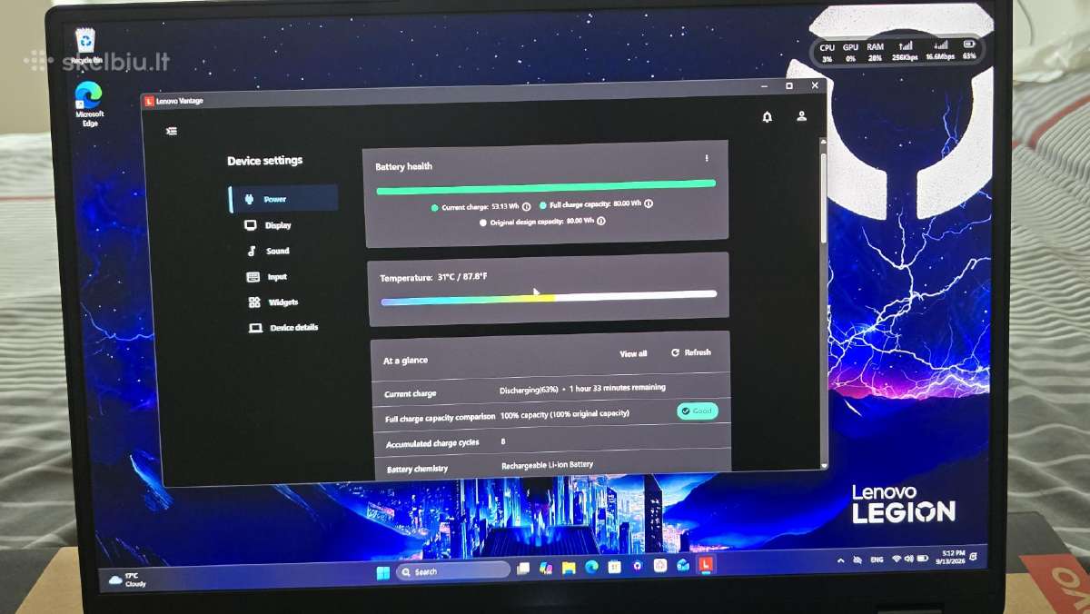 Lenovo Legion Pro 5 16iax10, Rtx 5070, 32gb RAM - nuotraukos Nr. 6