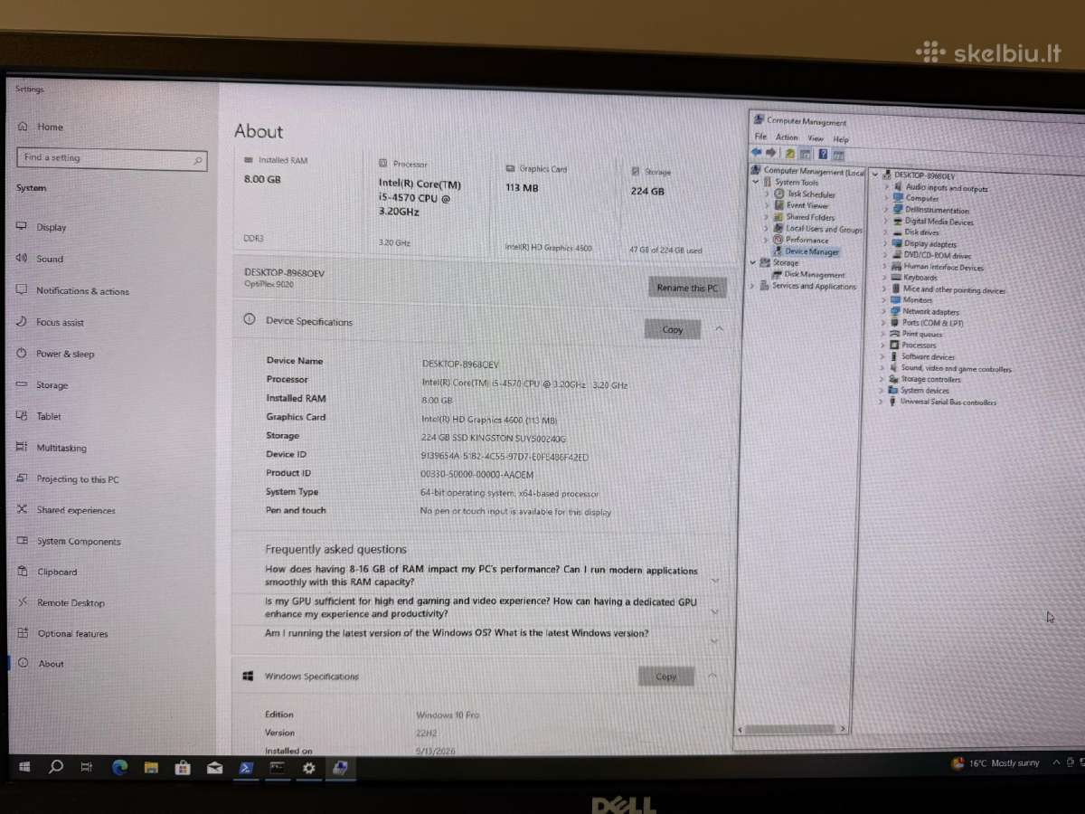 Dell Optiplex 9020 I5-4570/8gb/250gb - nuotraukos Nr. 4