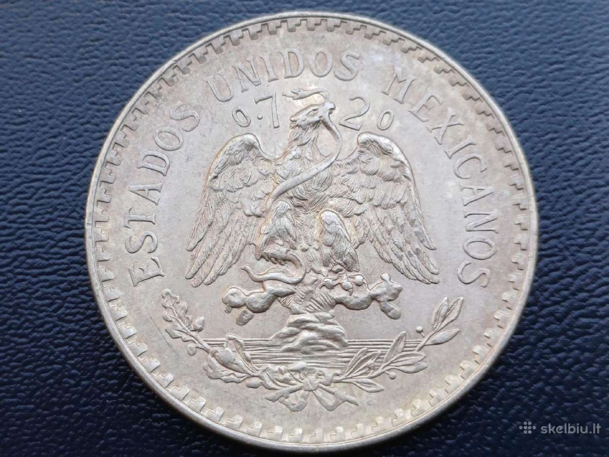 1 pesas 1945m. Meksika sidabras unc - nuotraukos Nr. 2