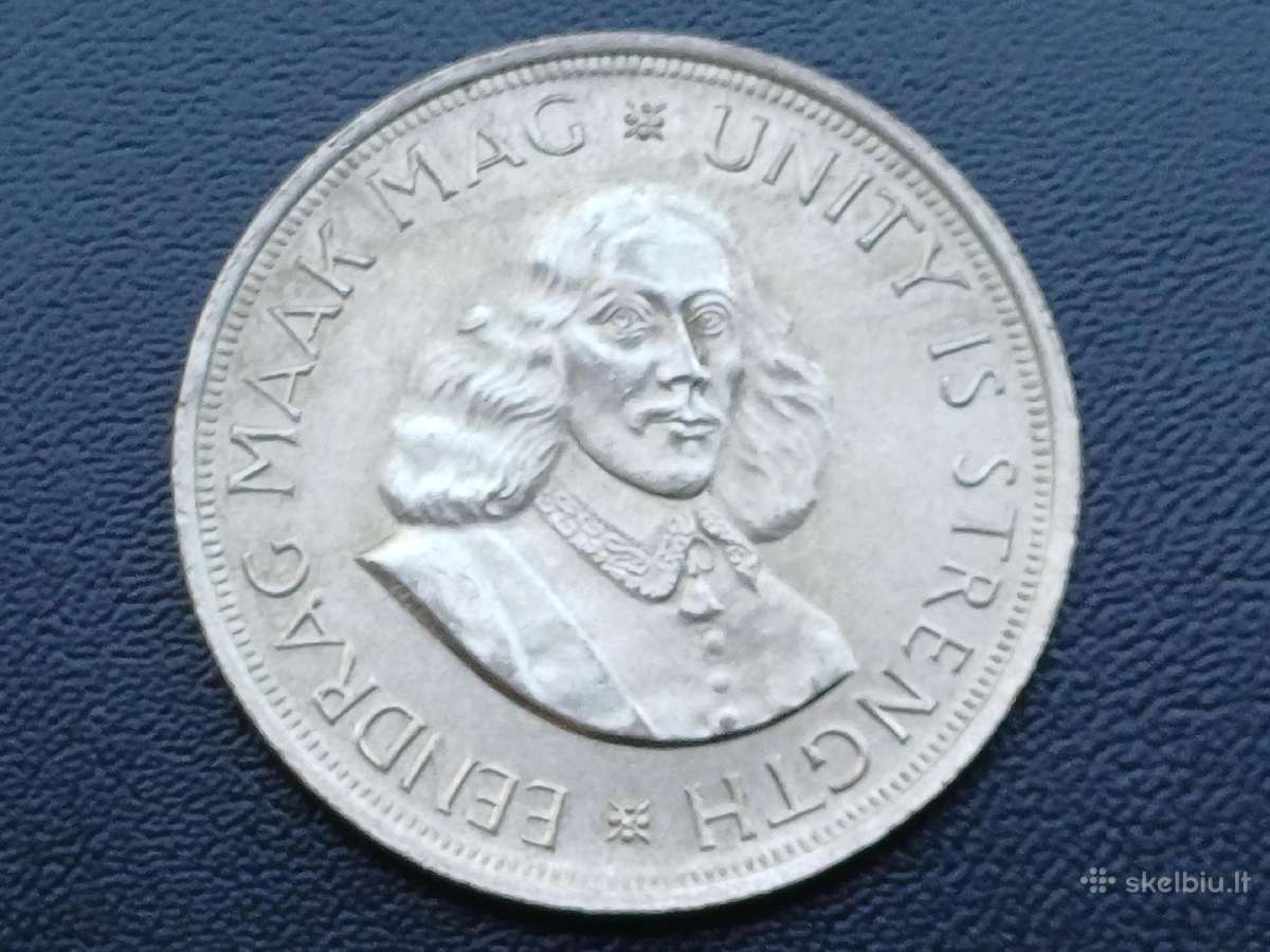 50 centų 1964m. Pietų Afrika sidabras unc - nuotraukos Nr. 2