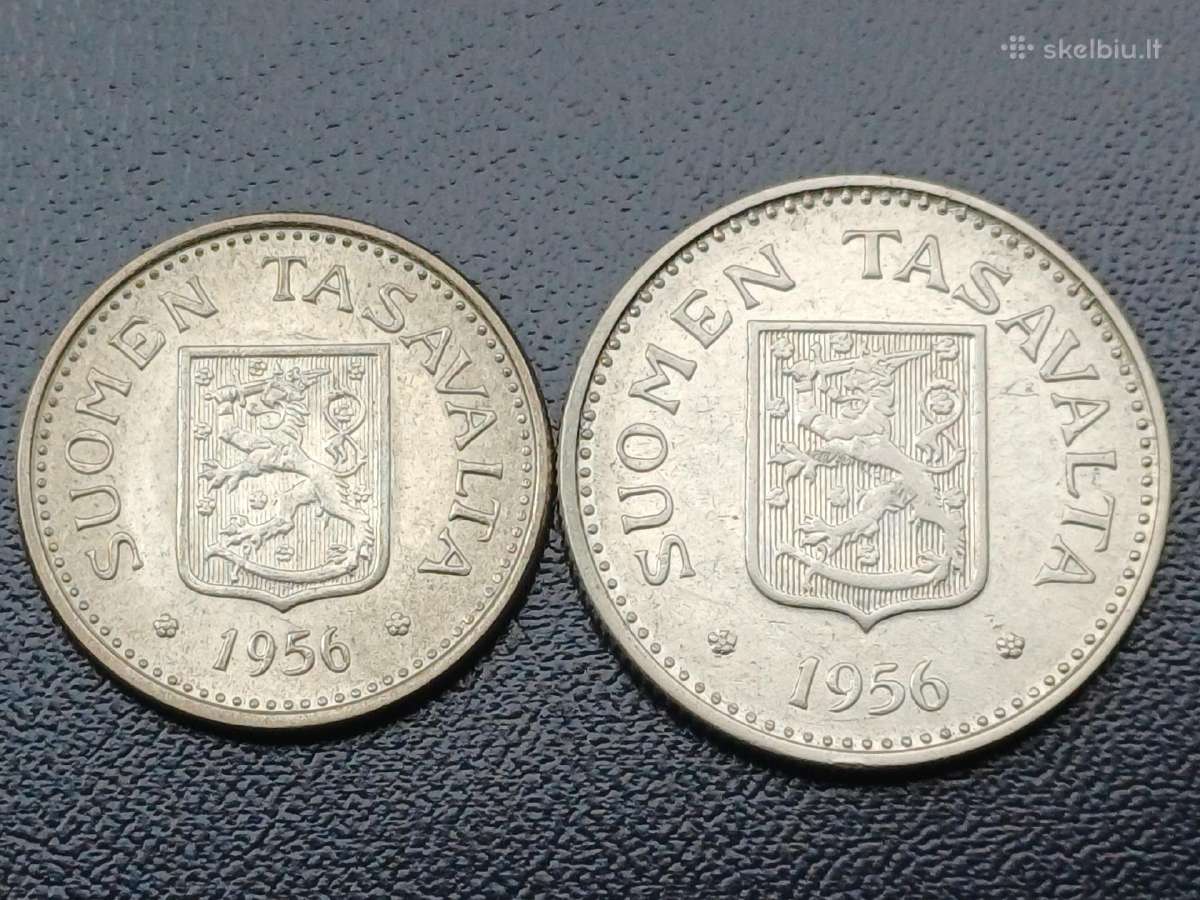 100 ir 200 markių 1956m. Suomija sidabras - nuotraukos Nr. 2