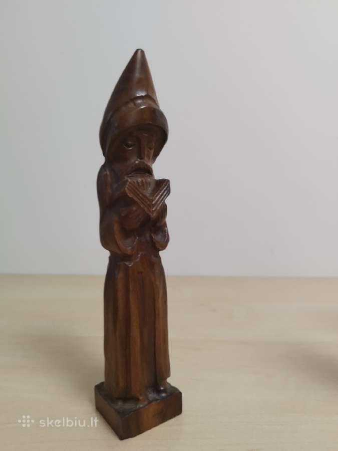 Medinė vienuolio skulptūrėlė - nuotraukos Nr. 5
