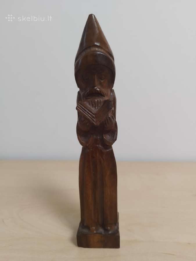 Medinė vienuolio skulptūrėlė - nuotraukos Nr. 6