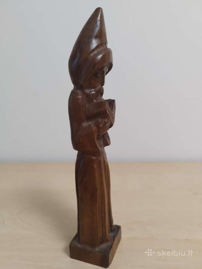 Medinė vienuolio skulptūrėlė - nuotraukos Nr. 7