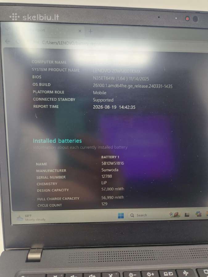 Lenovo Thinkpad T14s Gen2/ i5-1135g7 / 8gb/500ssd - nuotraukos Nr. 8