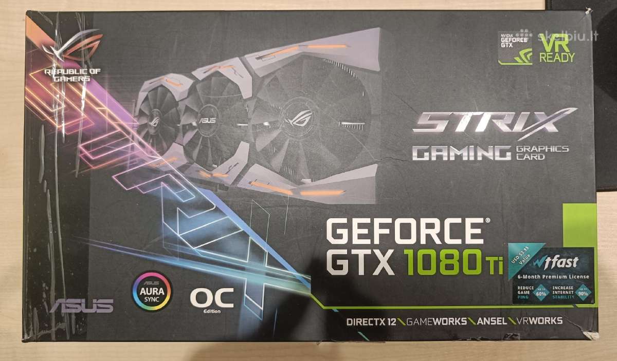Rog Strix 1080 ti 11gb pilna komplektacija - nuotraukos Nr. 13