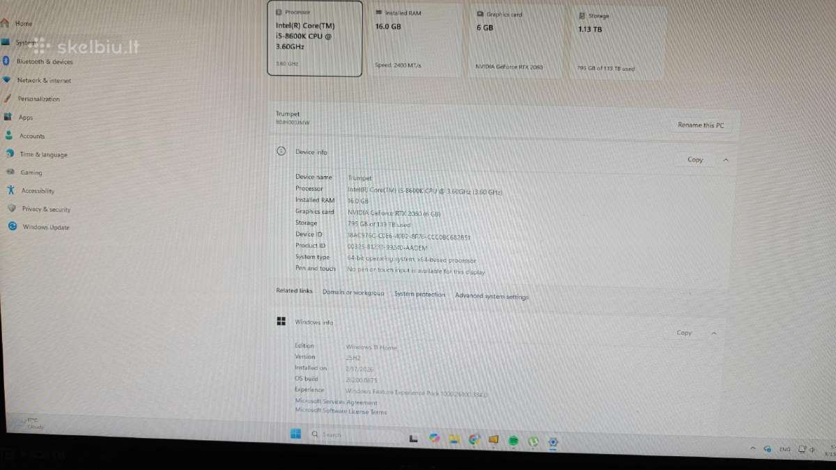 I5-8600k, 2060 6gb, 16gb RAM, 1.25tb SSD - nuotraukos Nr. 3