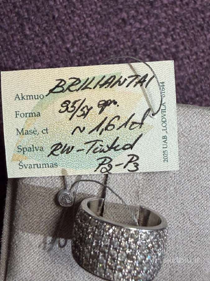Balto aukso žiedas 585 11,34gr, su 95 briliantais - nuotraukos Nr. 4