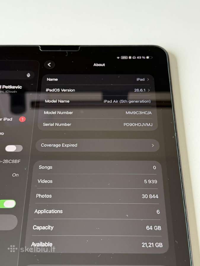 iPad Air 10.9" (2022) 5th 64gb - nuotraukos Nr. 5