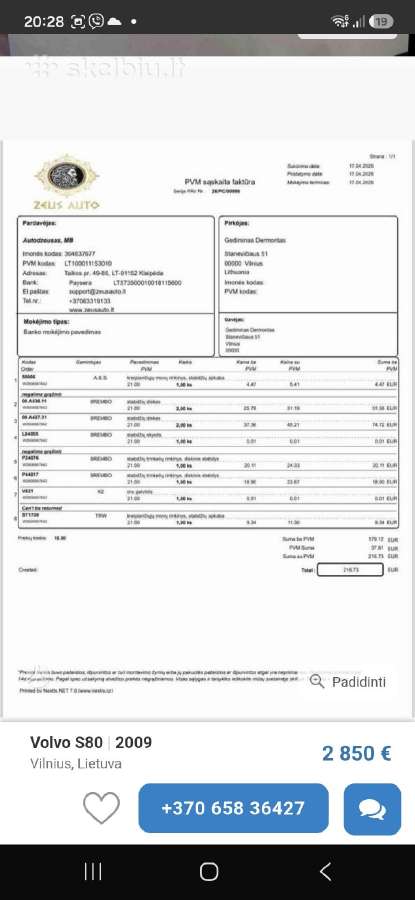 Volvo s80 D5 2.4 120kw - nuotraukos Nr. 25