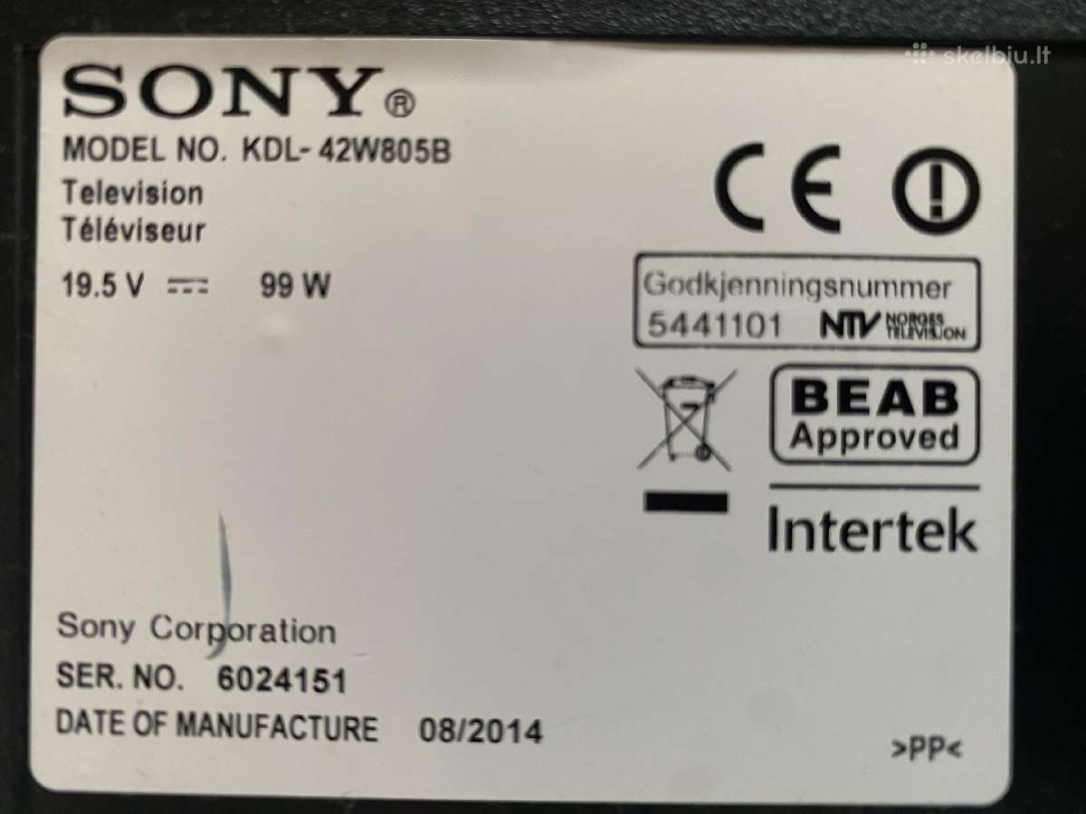 Sony Bravia Kdl-42w805b televizorius - nuotraukos Nr. 3