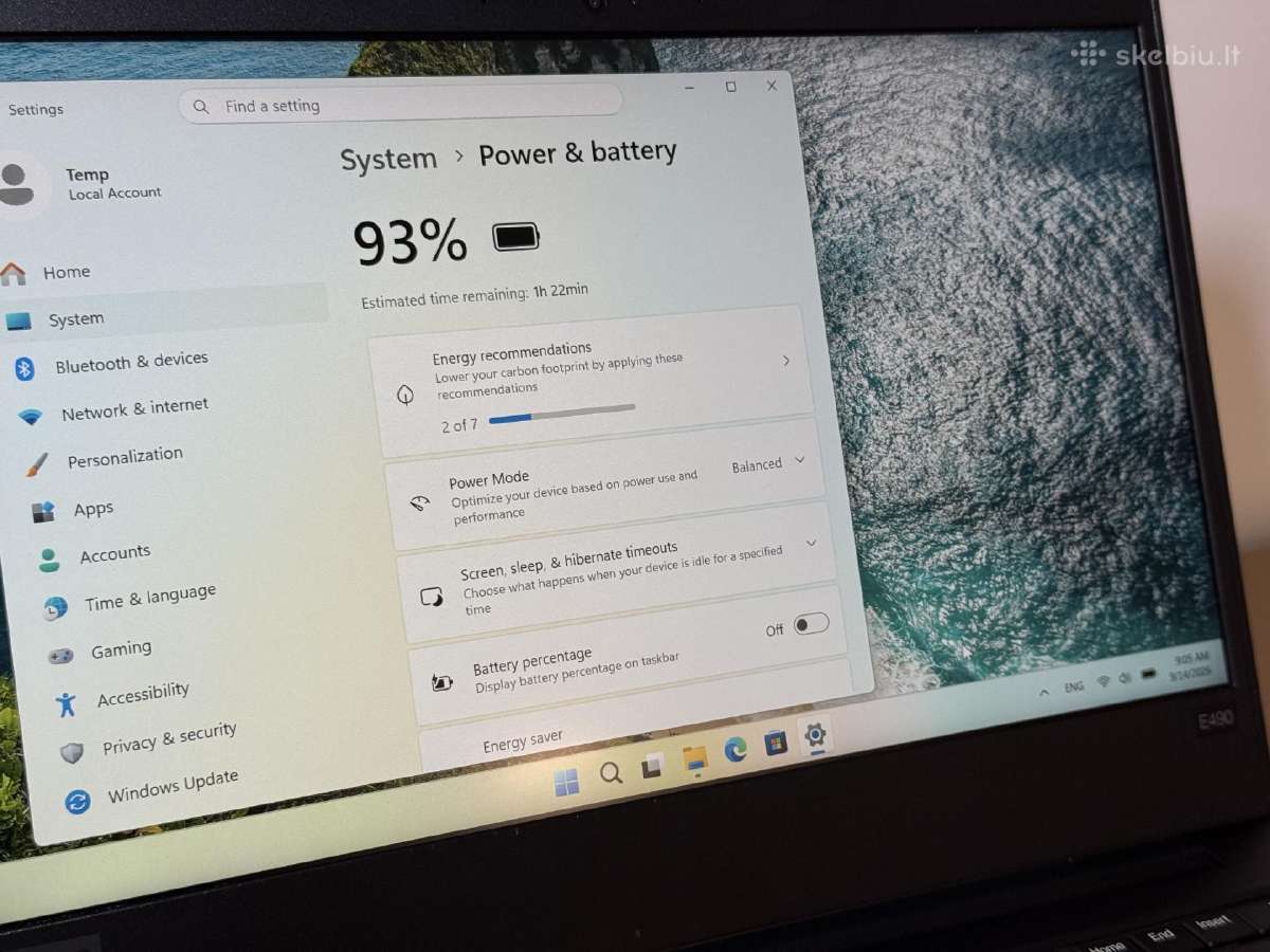 Lenovo Thinkpad E490 i5-8265u 8gb/256gb - nuotraukos Nr. 9