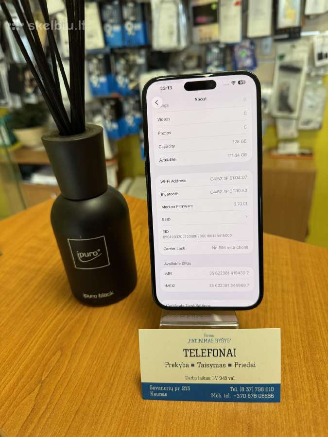 iPhone 15plus 128gb Black Su Garantija - nuotraukos Nr. 4