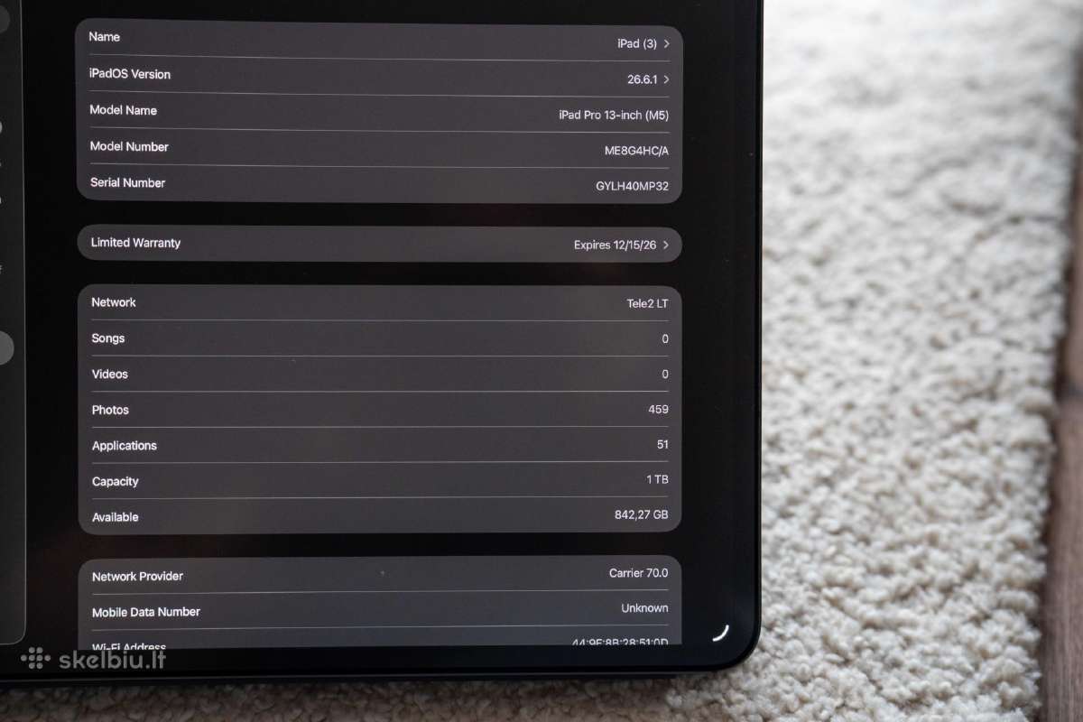 Apple iPad Pro 13" M5 1tb WiFi+lte su draudimu! - nuotraukos Nr. 2