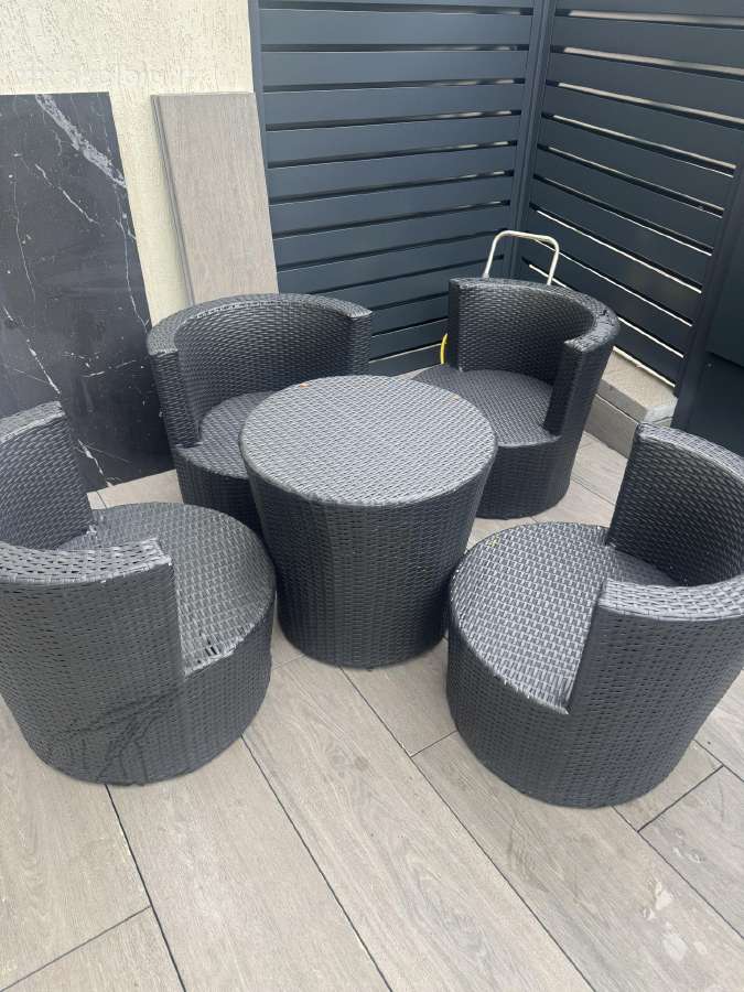 Aliuminiai pinti lauko baldai naudoti juoda 4+1 - nuotraukos Nr. 2