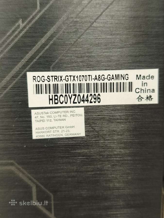 Asus Rog Strix Geforce Gtx 1070 Ti 8gb Gddr5 - nuotraukos Nr. 7