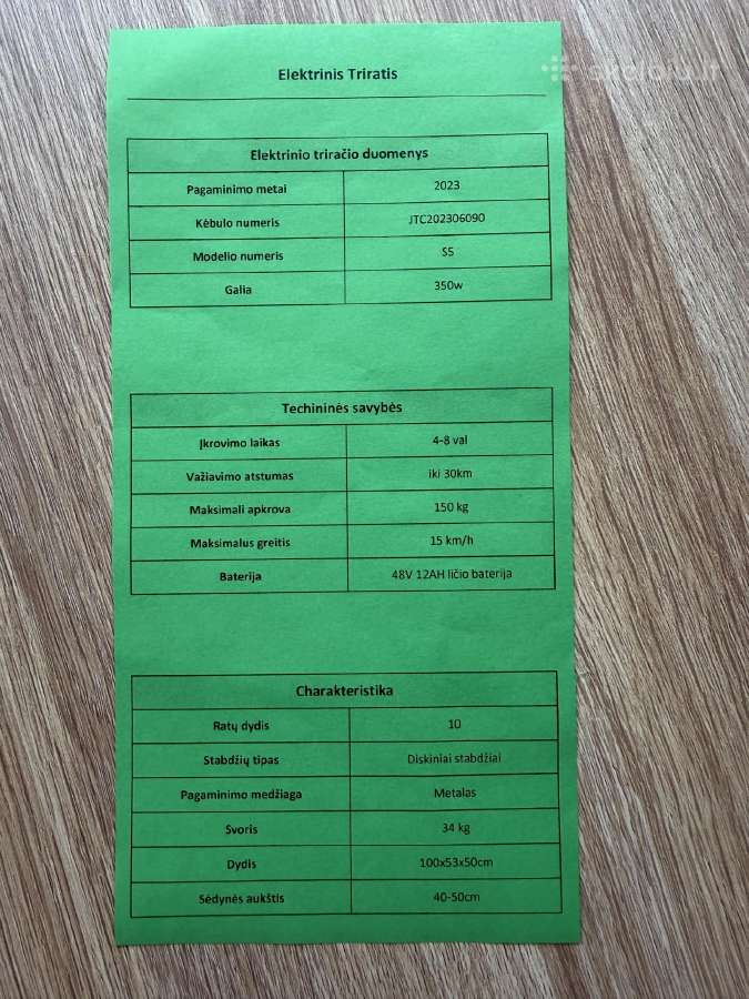 Elektrinis sulankstomas triratis - nuotraukos Nr. 9