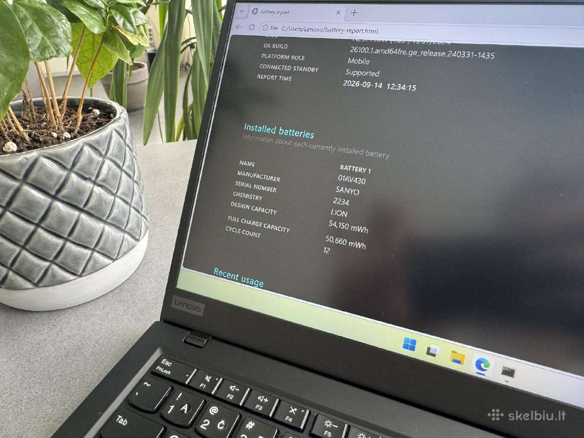 Lenovo X1 6gen 14 i5 16gb 256 nvme Win Pro - nuotraukos Nr. 6