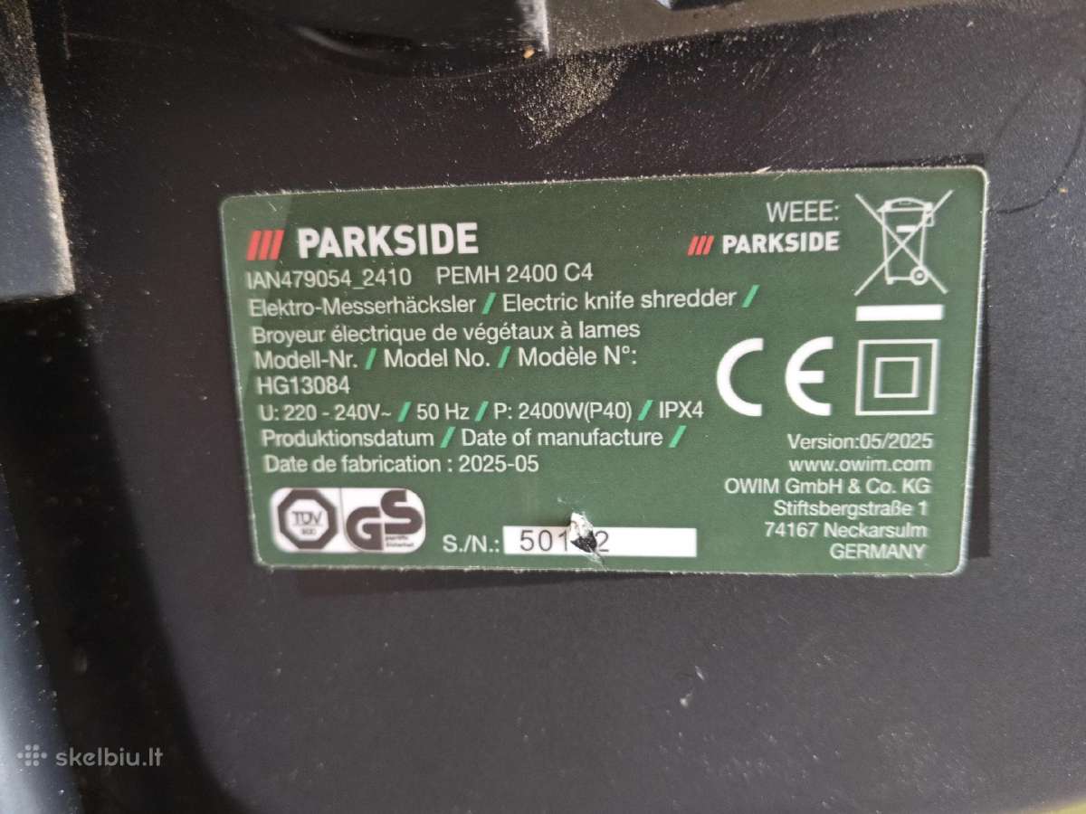 Smulkintuvas parkside Pemh 2400 C4 - nuotraukos Nr. 6