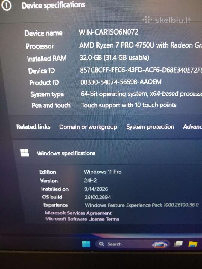 L15 Ryzen 7 Pro 4750u/32/500 - nuotraukos Nr. 2