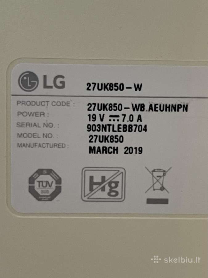 Monitorius LG Ultrafine 27" Uhd Ips 60hz 400cd/m² - nuotraukos Nr. 5