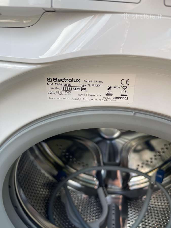 Skalbimo mašina Electrolux 6kg 38cm gylis! - nuotraukos Nr. 11