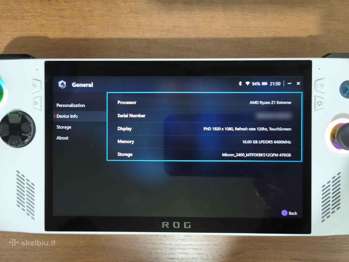 Asus Rog Ally Z1 Extreme 16gb/512gb - nuotraukos Nr. 2