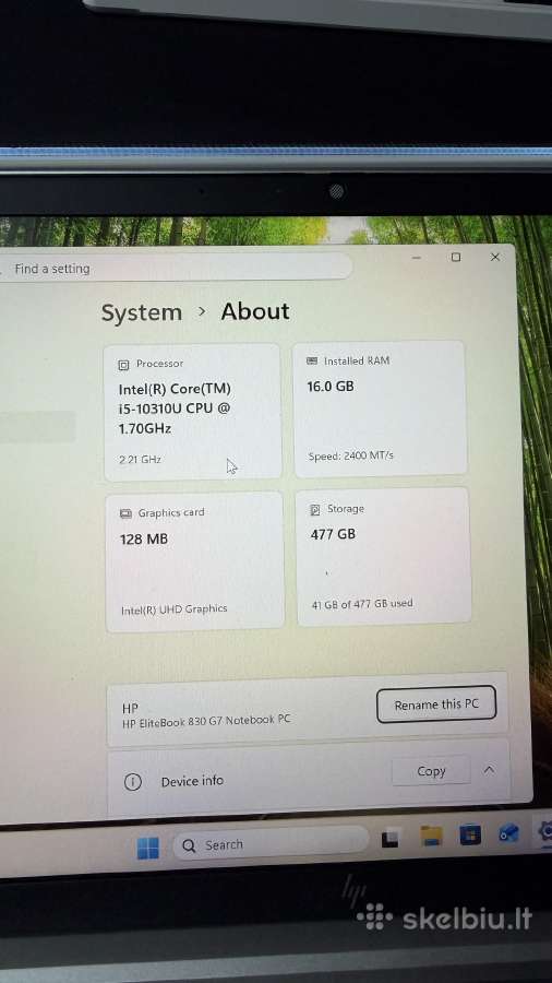 Hp Elitebook 830 G7 i5-10310u/16gb/512ssd - nuotraukos Nr. 5