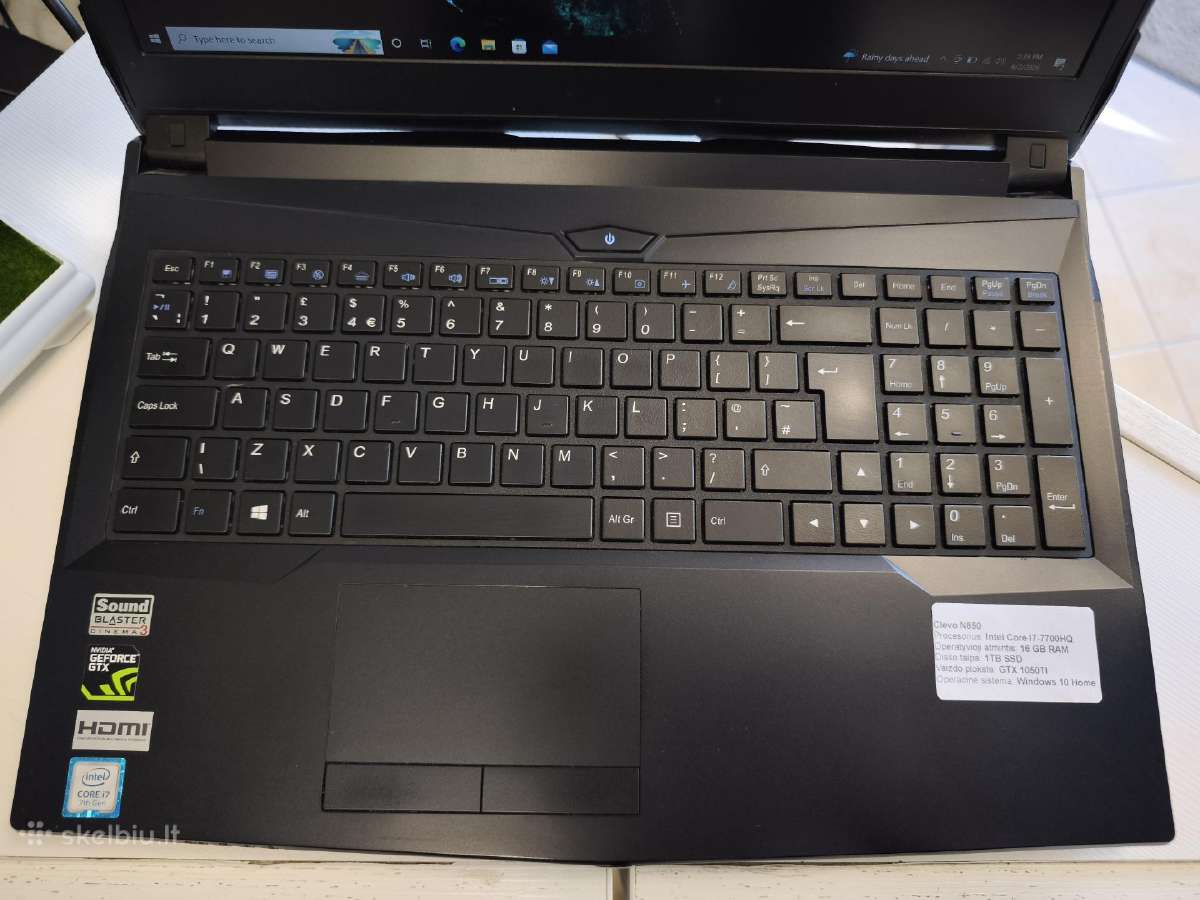 Clevo N850 Gtx1050ti / I5-7700hq / 1tb SSD / 16gb - nuotraukos Nr. 2