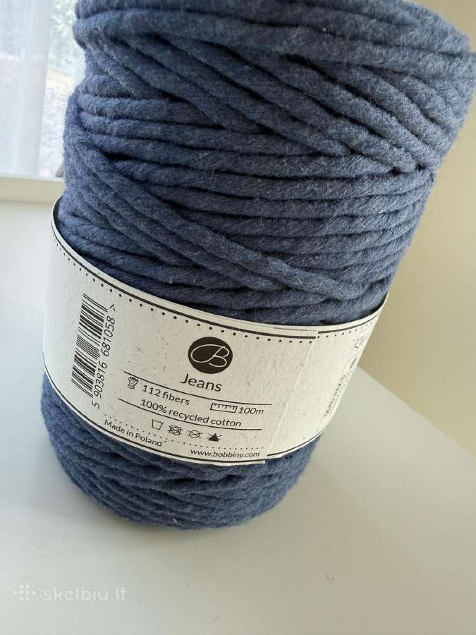 Bobbiny medvilninės macrame virvės 5 mm /100 m - nuotraukos Nr. 3