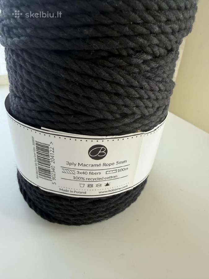 Bobbiny medvilninės macrame virvės 5 mm /100 m - nuotraukos Nr. 6