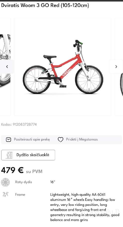 Dviratukas woom - nuotraukos Nr. 7