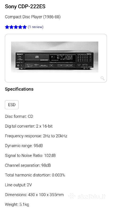 Sony cdp-222es CD grotuvas - nuotraukos Nr. 6