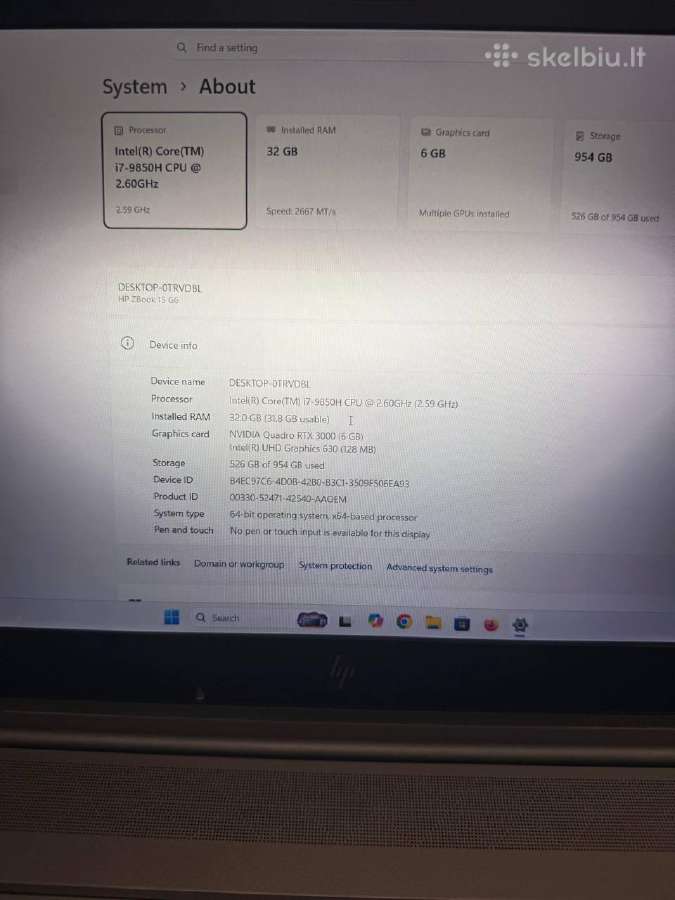 Rtx 3000 6gb Nvidia Quadro / 32 GB Ddr4 Hp Zbook - nuotraukos Nr. 7