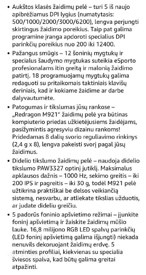 Laidine žaidimų pelė Redragon m921-rgb - nuotraukos Nr. 5