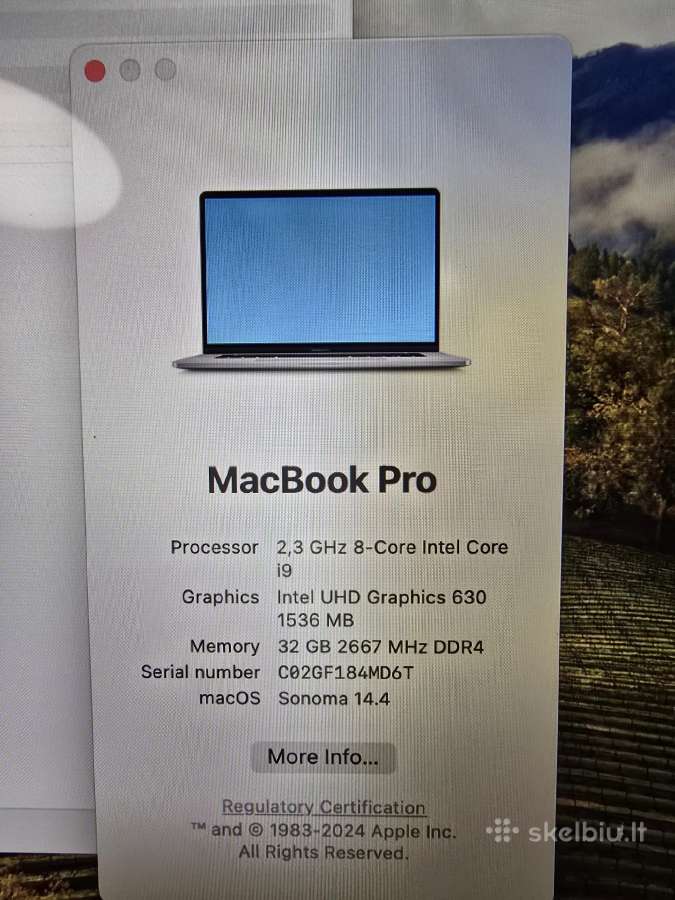 MacBook Pro 16 2019 i9 32gb 1tb Amd5500m 180cycle - nuotraukos Nr. 12