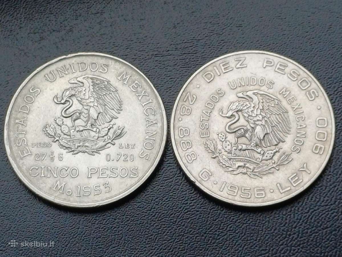 5 ir 10 pesų. Meksika sidabras - nuotraukos Nr. 2