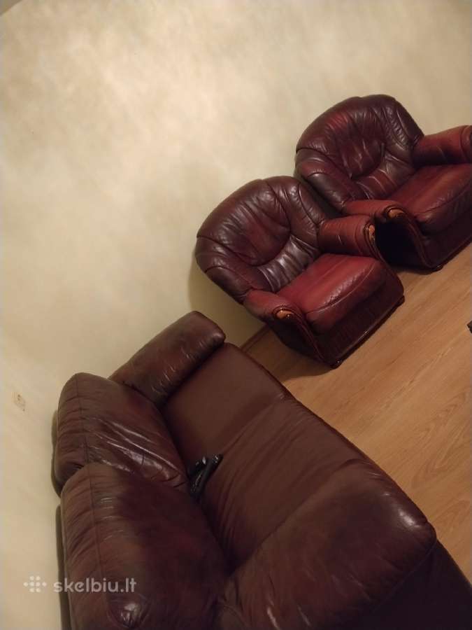 Klasikiniai odiniai foteliai ir sofa-lova. - nuotraukos Nr. 3