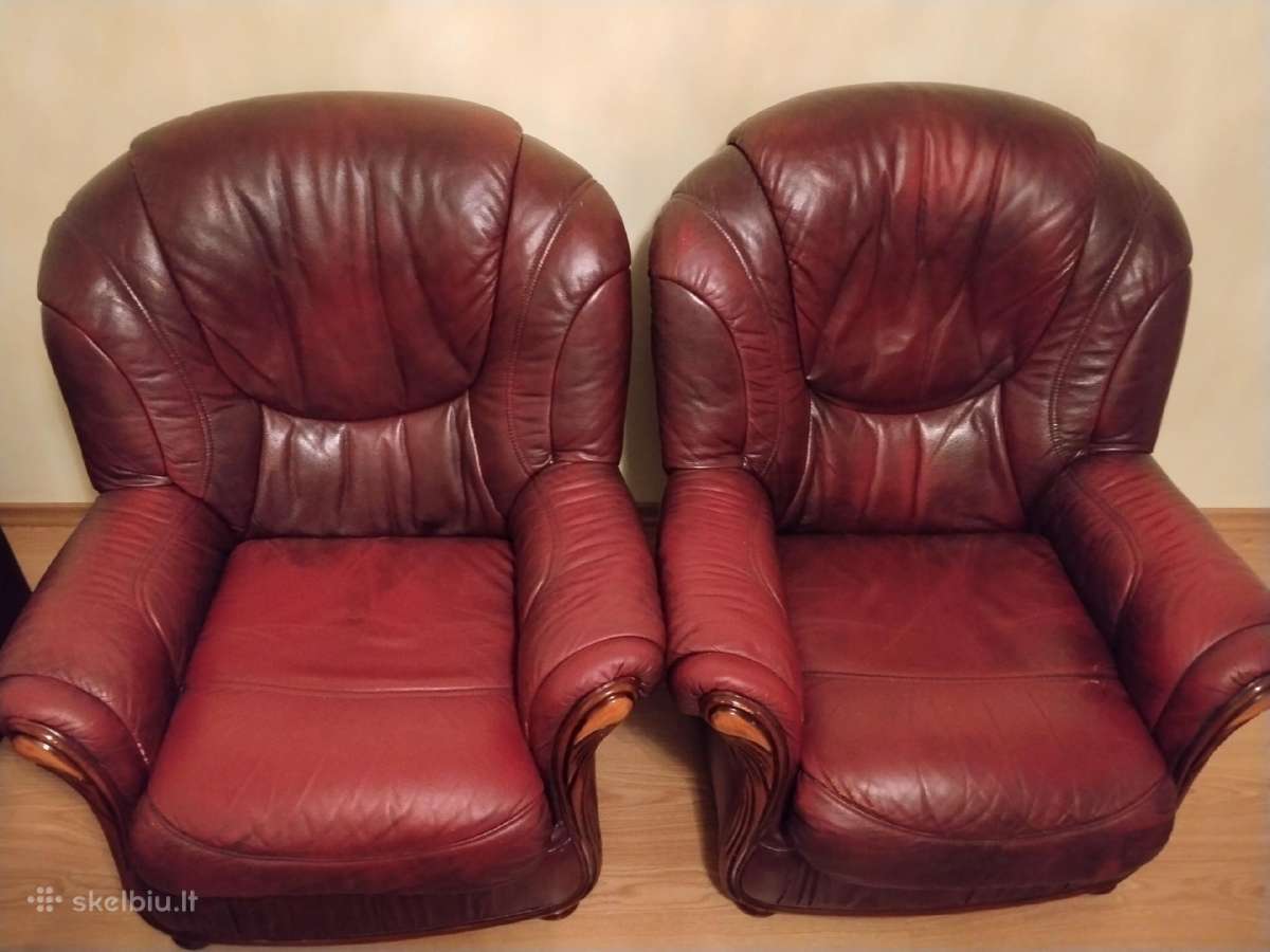 Klasikiniai odiniai foteliai ir sofa-lova. - nuotraukos Nr. 2