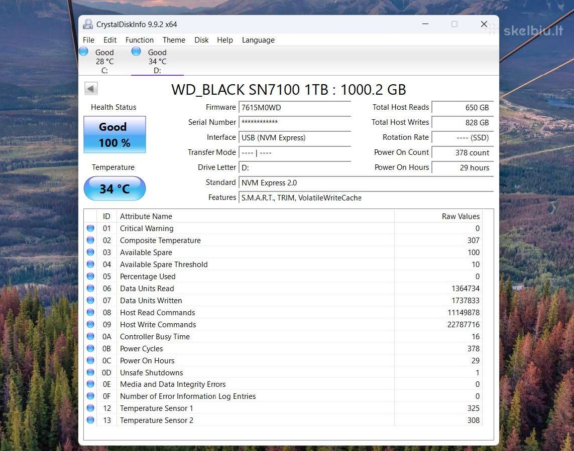 Wd Black Sn7100 1tb - nuotraukos Nr. 2