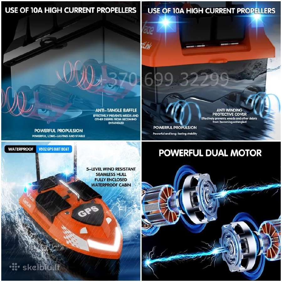 Flytec V802 Pro pašarų laivelis su GPS + Echolotas - nuotraukos Nr. 31