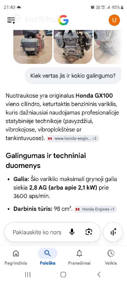 Honda variklis - nuotraukos Nr. 7