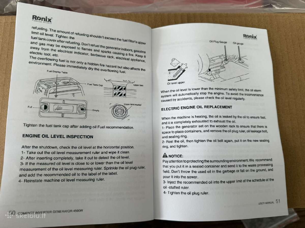 Inverterinis generatorius Ronix 4500 W - nuotraukos Nr. 14