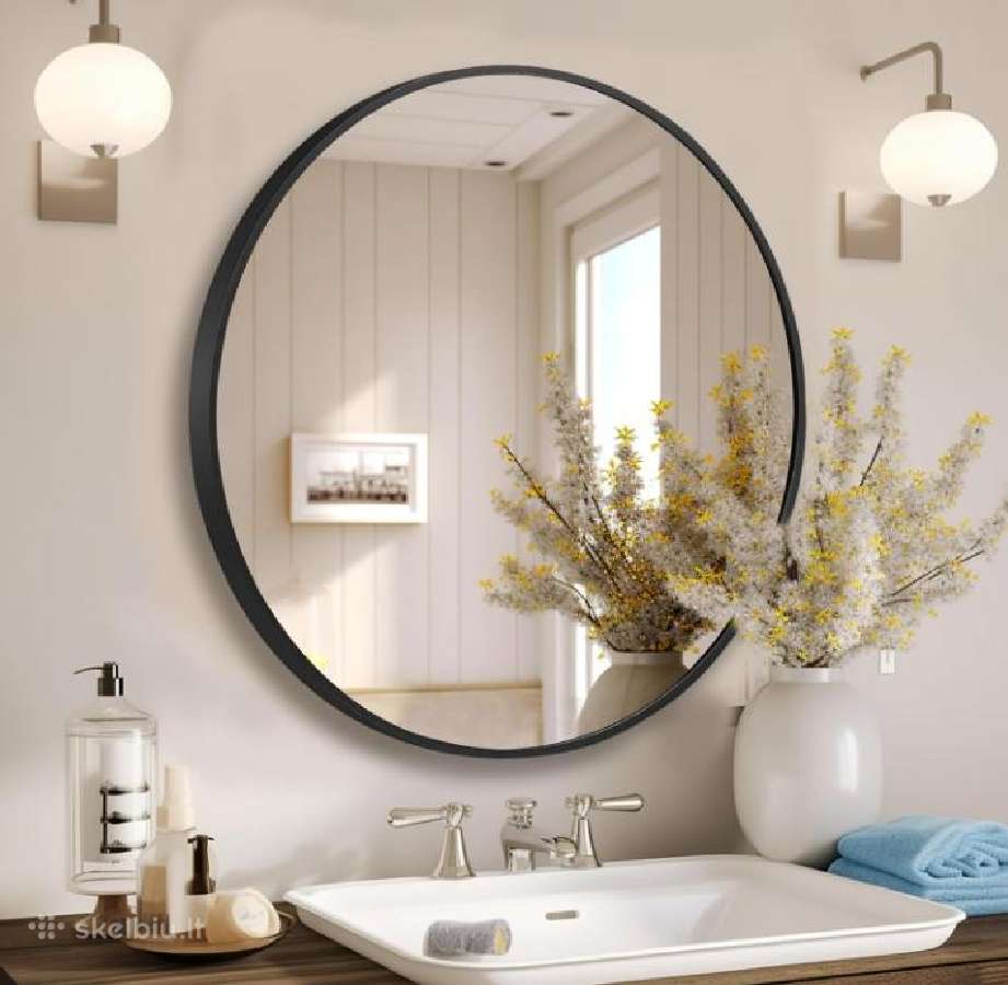 Apvalūs 60cm aliuminio rėmu veidrodžiai - nuotraukos Nr. 5