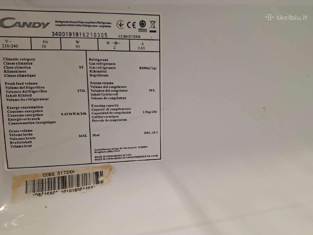 Candy Ccbs 5172xh šaldytuvas su šaldikliu - nuotraukos Nr. 5