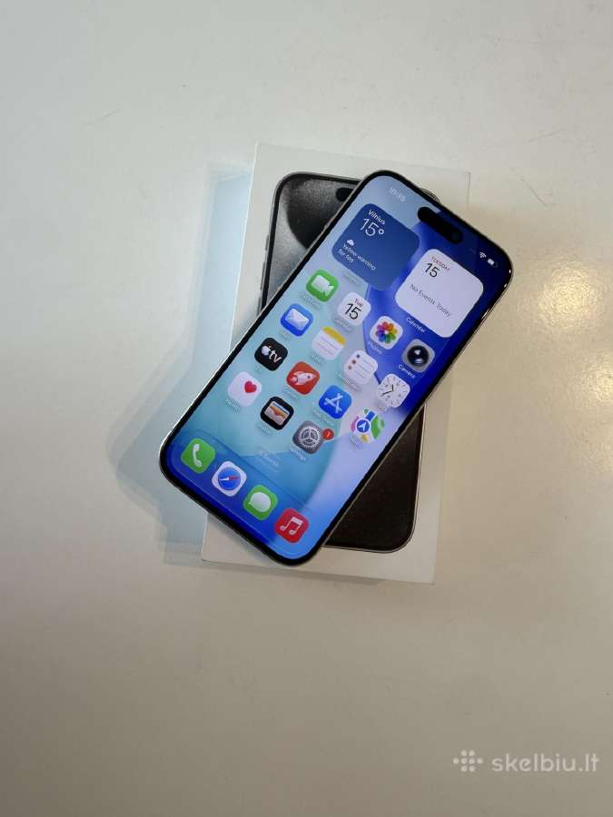 Apple iPhone 15 pro 128 GB white, battery 100% - nuotraukos Nr. 2